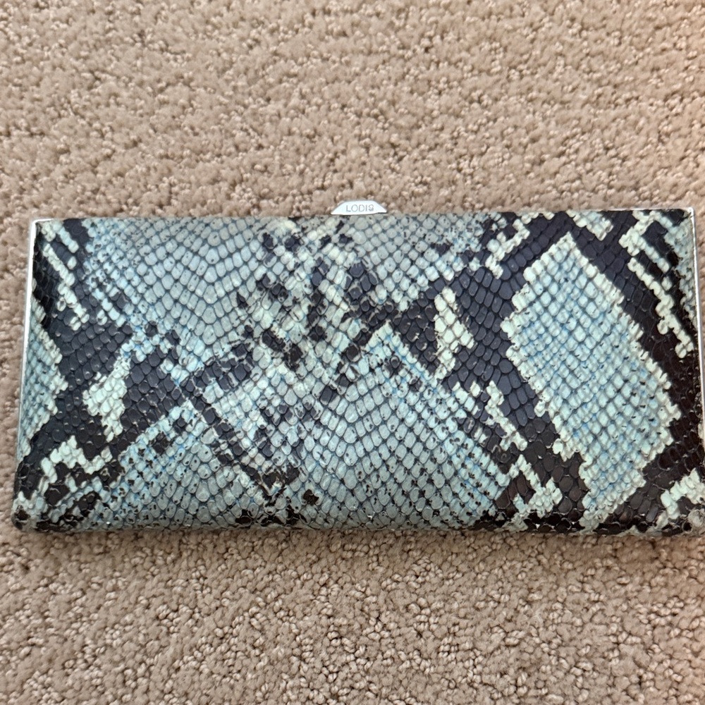 Lodis Blue and Black Snakeskin Wallet